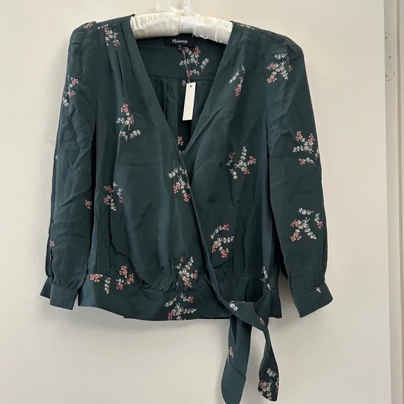 NEW! Madewell silk Floral Wrap Top - Picture 2 of 4